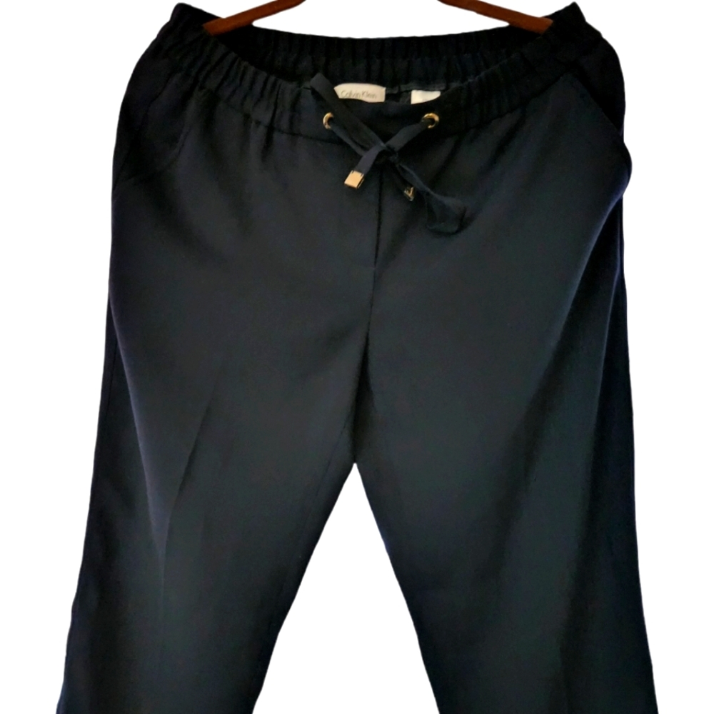 Blue drawstring dress pant